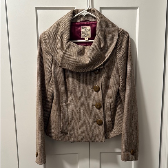 Tulle Jackets & Blazers - Tulle Brown Blazer with Structured Collar Size S